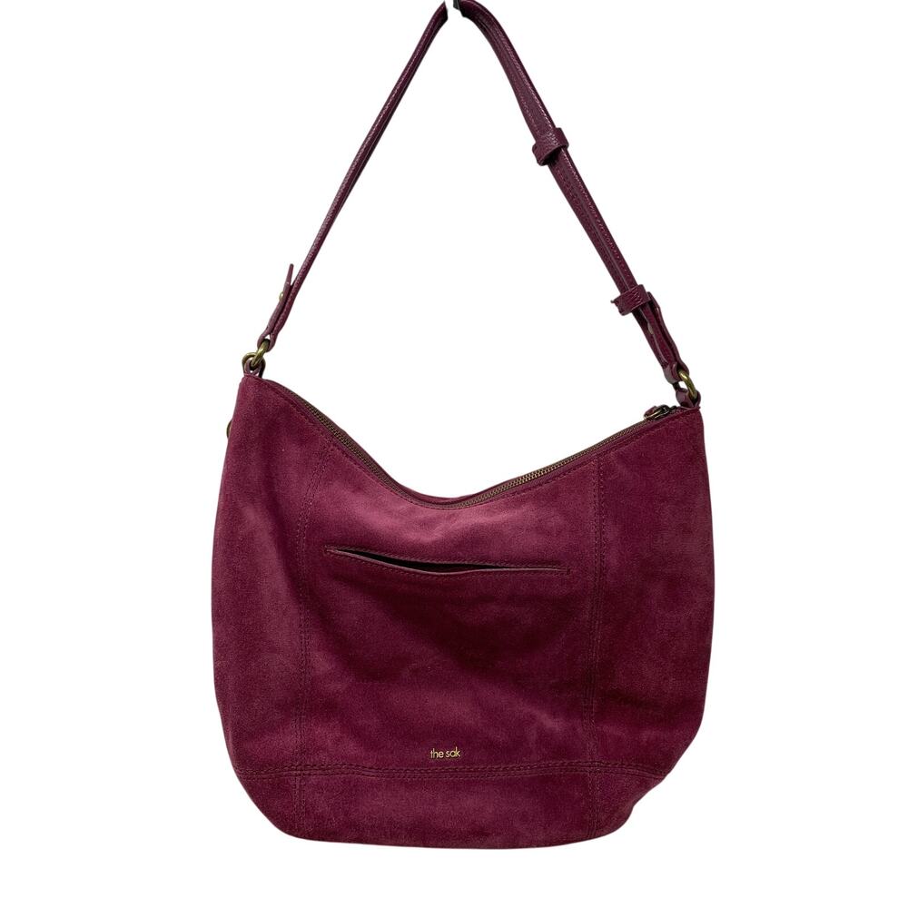 The Sak Hobo Bag Burgundy Suede Leather Shoulder Bag Large Boho Slouchy
